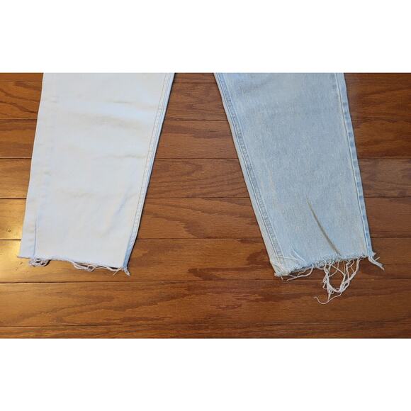 No Boundaries Capri Jeans Womens 17 Blue Light Wash And White Causal Frayed Hem - Picture 5 of 12